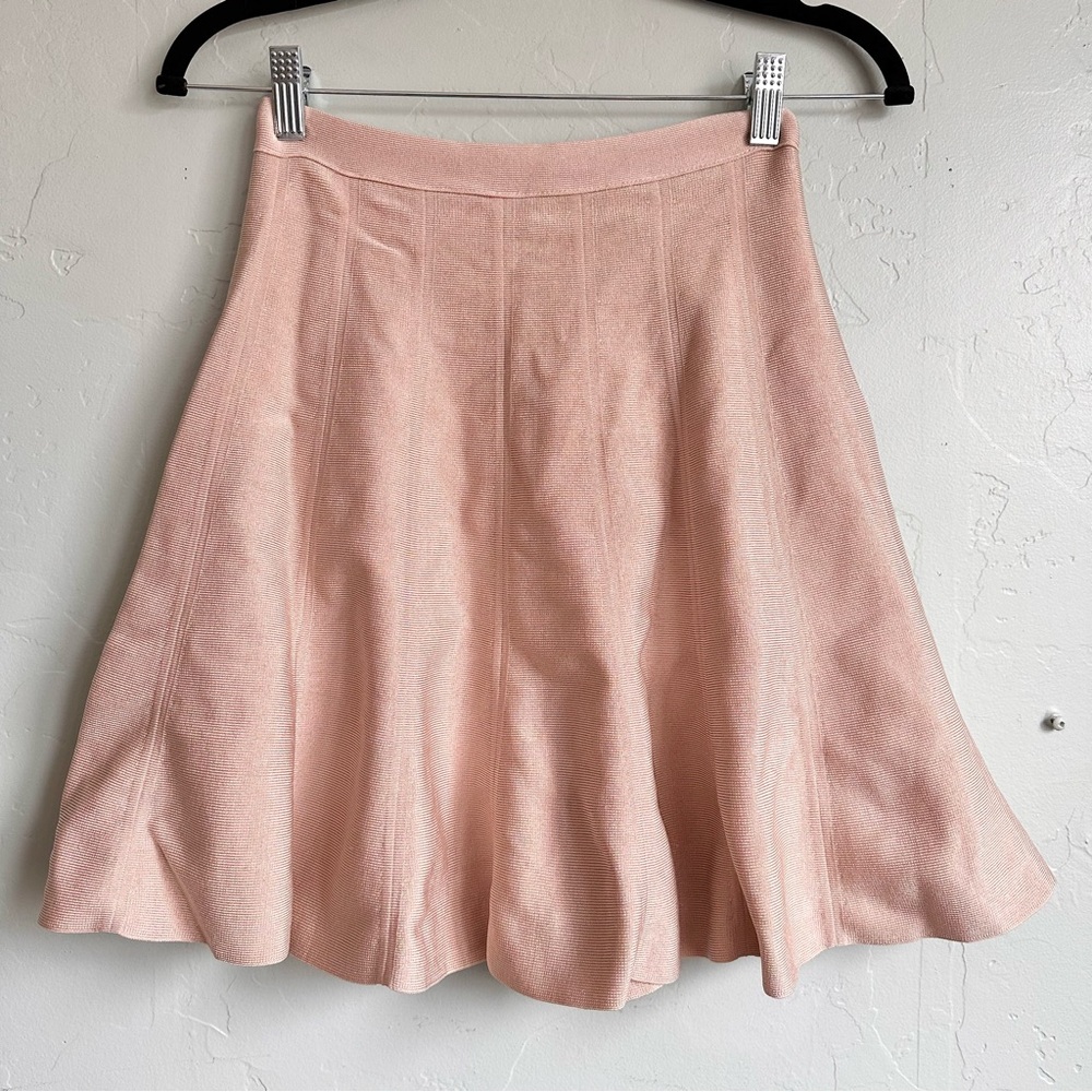 bebe Women’s Beige Tan Fit & Flare Bandage Skirt Small EUC Y2K Coquette Girl